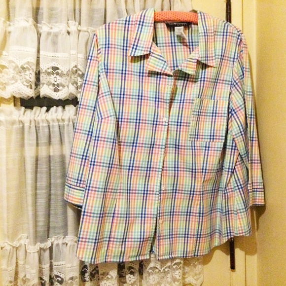 Sag Harbor Cotton Multi Color Plaid Women’s Button Up Shirt - Picture 6 of 6